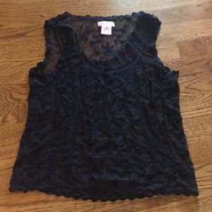 Lace sheer black tank top